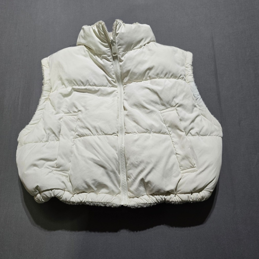 FLAWS Altar'd State Cream Sherpa Lined Puffer Vest Full Zip small Women's